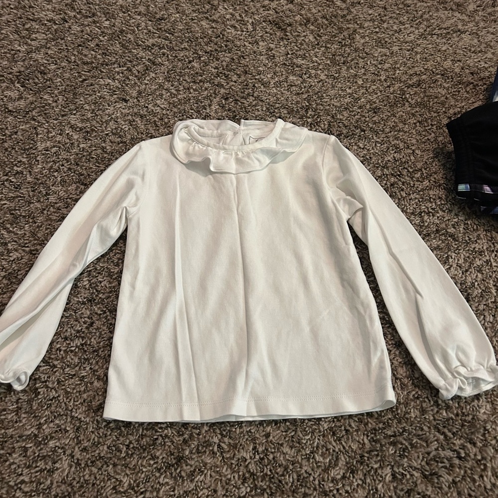 Kids White Ruffle Collar Blouse